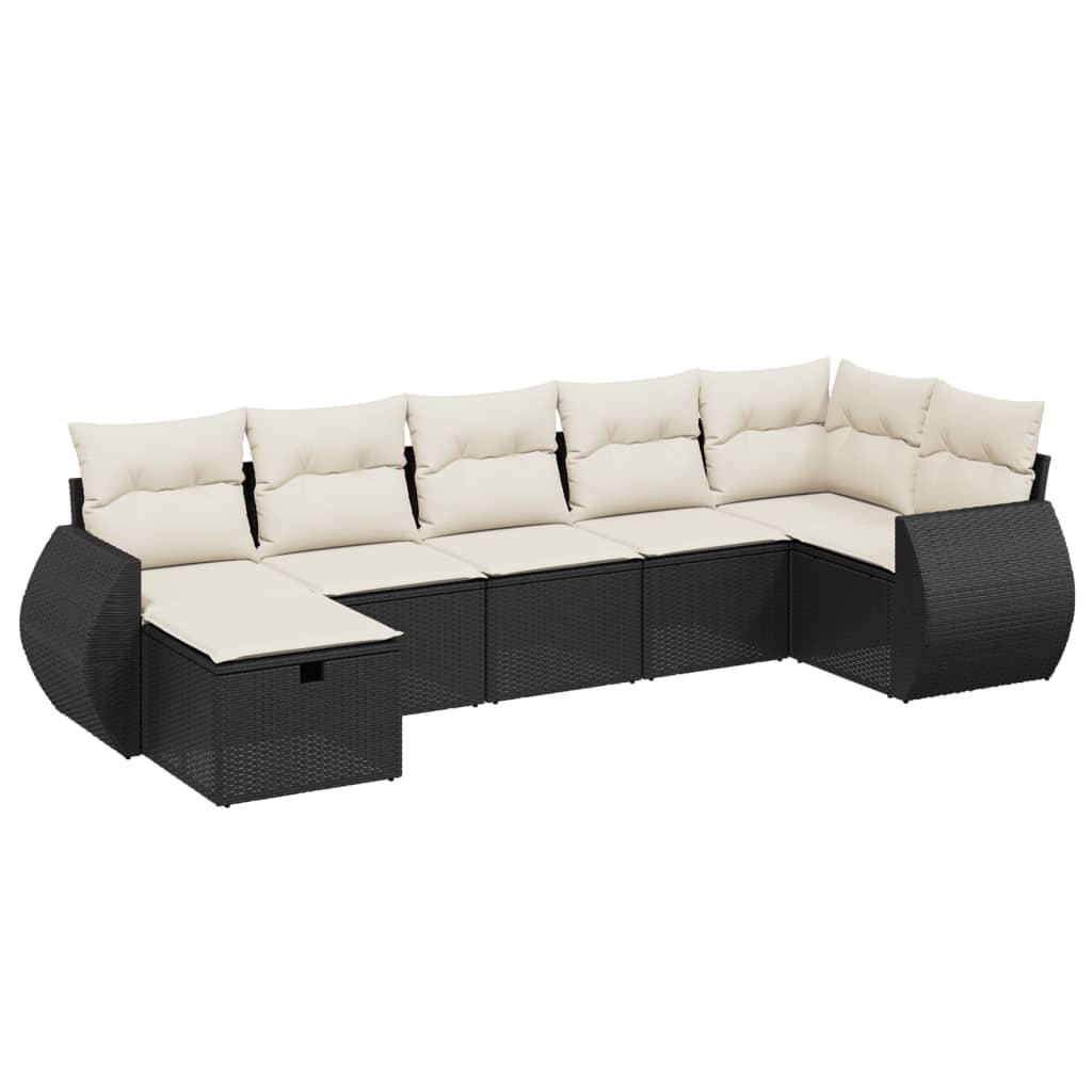 Set Divani da Giardino con Cuscini 7pz Nero Polyrattan 3264122