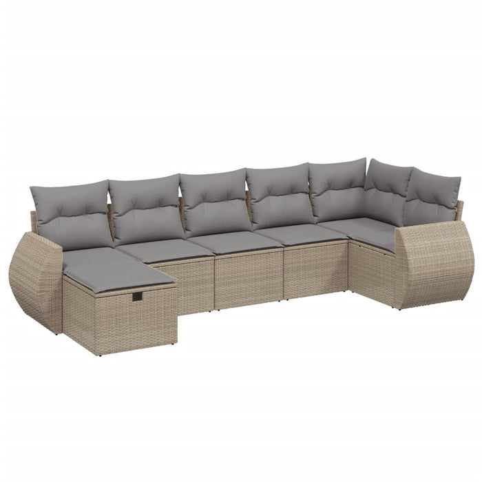 Set Divano da Giardino 7 pz con Cuscini Beige Misto Polyrattan 3264125
