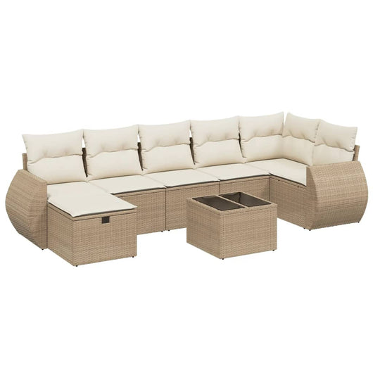 vidaXL Set Divano da Giardino 8 pz con Cuscini Beige in Polyrattan