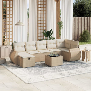 vidaXL Set Divano da Giardino 8 pz con Cuscini Beige in Polyrattan