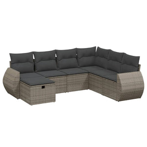 Set Divani da Giardino 7 pz con Cuscini Grigio in Polyrattan 3264146