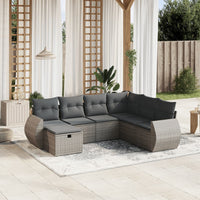 Set Divani da Giardino 7 pz con Cuscini Grigio in Polyrattan 3264146