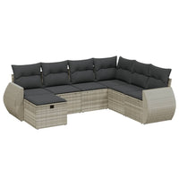 Set Divani da Giardino 7pz con Cuscini Grigio Chiaro Polyrattan 3264148