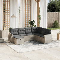 Set Divani da Giardino 7pz con Cuscini Grigio Chiaro Polyrattan 3264148
