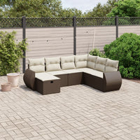 vidaXL Set Divani da Giardino 7 pz con Cuscini Marrone in Polyrattan