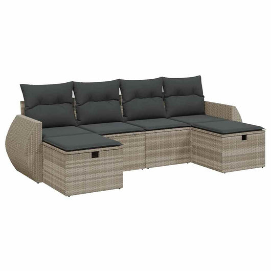 vidaXL Set Divano da Giardino 6pz con Cuscini Grigio Chiaro Polyrattan