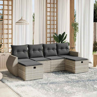 vidaXL Set Divano da Giardino 6pz con Cuscini Grigio Chiaro Polyrattan