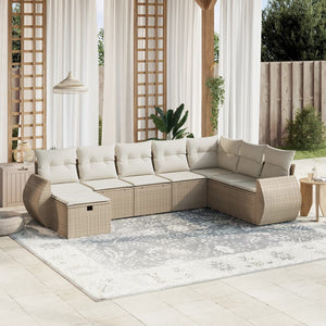 vidaXL Set Divano da Giardino 8 pz con Cuscini Beige in Polyrattan
