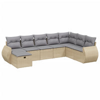 Set Divano da Giardino 8 pz con Cuscini Beige Misto Polyrattan