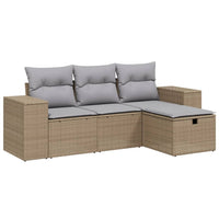 Set Divano da Giardino 4 pz con Cuscini-Sofa da Giardino-Divanetto da esterno Beige Misto Polyrattan 315607