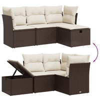 Set Divano da Giardino 4 pz con Cuscini-Sofa da Giardino-Divanetto da esterno Marrone in Polyrattan 768366