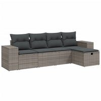Set Divano da Giardino 5 pz con Cuscini Grigio in Polyrattan 3264396