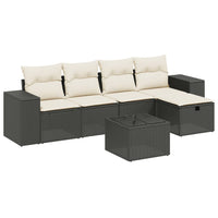 Set Divano da Giardino 6 pz con Cuscini-Sofa da Giardino-Divanetto da esterno Nero in Polyrattan 585447