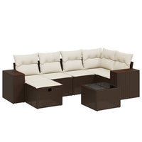 Set Divani da Giardino 7 pz con Cuscini Marrone in Polyrattan 3264429