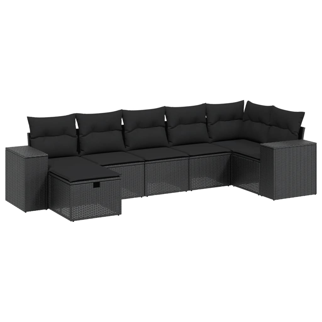 Set Divani da Giardino con Cuscini 7pz Nero Polyrattan 3264431
