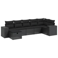 Set Divani da Giardino con Cuscini 7pz Nero Polyrattan 3264431