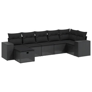 Set Divani da Giardino con Cuscini 7pz Nero Polyrattan 3264431