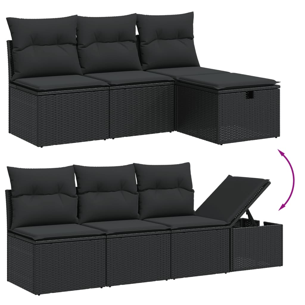 Set Divani da Giardino con Cuscini 7pz Nero Polyrattan 3264431