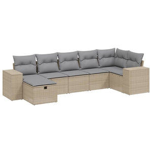 Set Divano da Giardino 7 pz con Cuscini Beige Misto Polyrattan 3264435