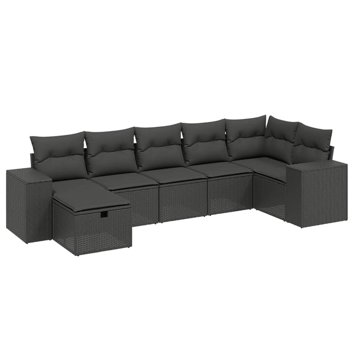 Set Divani da Giardino con Cuscini 7pz Nero Polyrattan 3264451