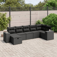 Set Divani da Giardino con Cuscini 7pz Nero Polyrattan 3264451