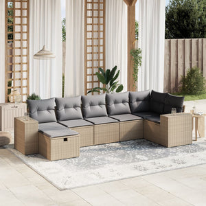 Set Divano da Giardino 7 pz con Cuscini Beige Misto Polyrattan 3264455