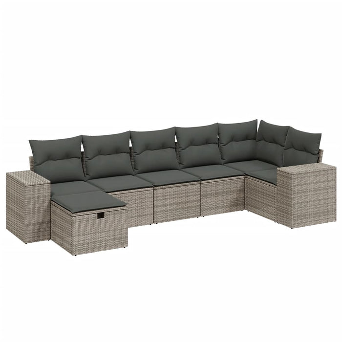 Set Divani da Giardino 7 pz con Cuscini Grigio in Polyrattancod mxl 90831