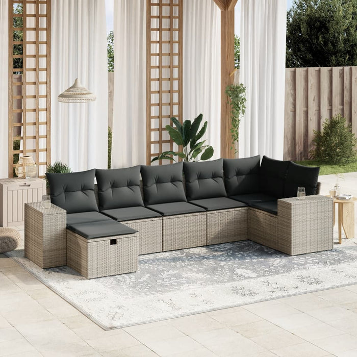 Set Divani da Giardino 7 pz con Cuscini Grigio in Polyrattancod mxl 90831