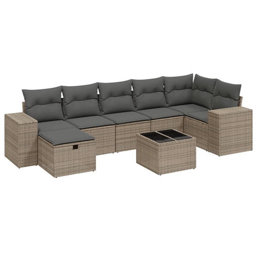 vidaXL Set Divano da Giardino 8 pz con Cuscini Grigio in Polyrattan
