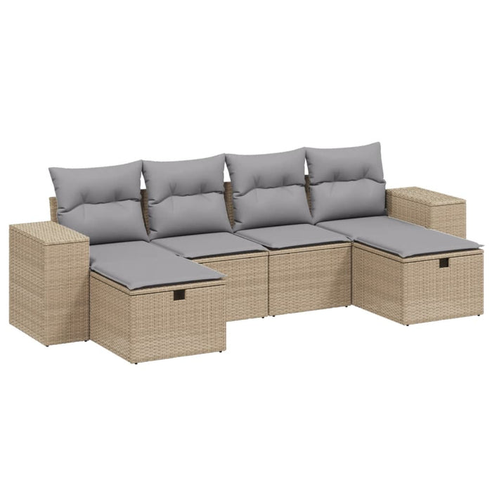 Set Divano da Giardino 6 pz con Cuscini Beige Misto Polyrattancod mxl 90518