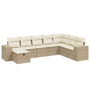 vidaXL Set Divano da Giardino 8 pz con Cuscini Beige in Polyrattan