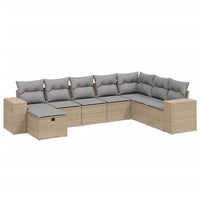 Set Divano da Giardino 8 pz con Cuscini Beige Misto Polyrattan