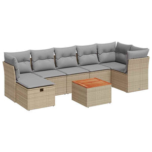 vidaXL Set Divano da Giardino 8 pz con Cuscini Beige Misto Polyrattan