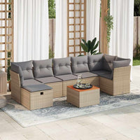 vidaXL Set Divano da Giardino 8 pz con Cuscini Beige Misto Polyrattan