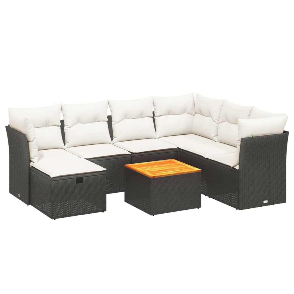 Set Divani da Giardino con Cuscini 8 pz Nero in Polyrattancod mxl 89724
