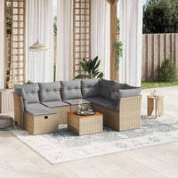 vidaXL Set Divano da Giardino 8 pz con Cuscini Beige Misto Polyrattan