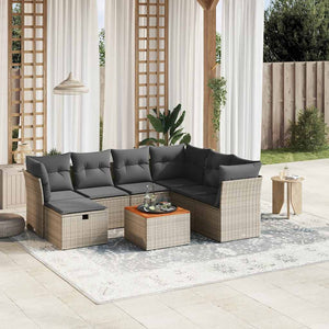 vidaXL Set Divano da Giardino 8 pz con Cuscini Grigio in Polyrattan