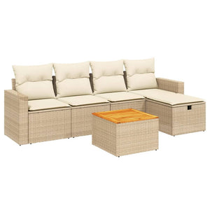 vidaXL Set Divano da Giardino 6 pz con Cuscini Beige in Polyrattan