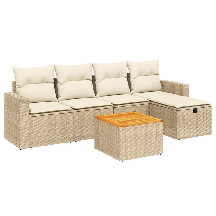 vidaXL Set Divano da Giardino 6 pz con Cuscini Beige in Polyrattan