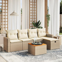 vidaXL Set Divano da Giardino 6 pz con Cuscini Beige in Polyrattan