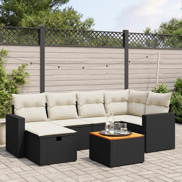 Set Divani da Giardino con Cuscini 7pz Nero Polyrattan 3264836