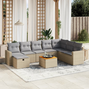 Set Divano da Giardino 9 pz con Cuscini Beige Misto Polyrattancod mxl 114519