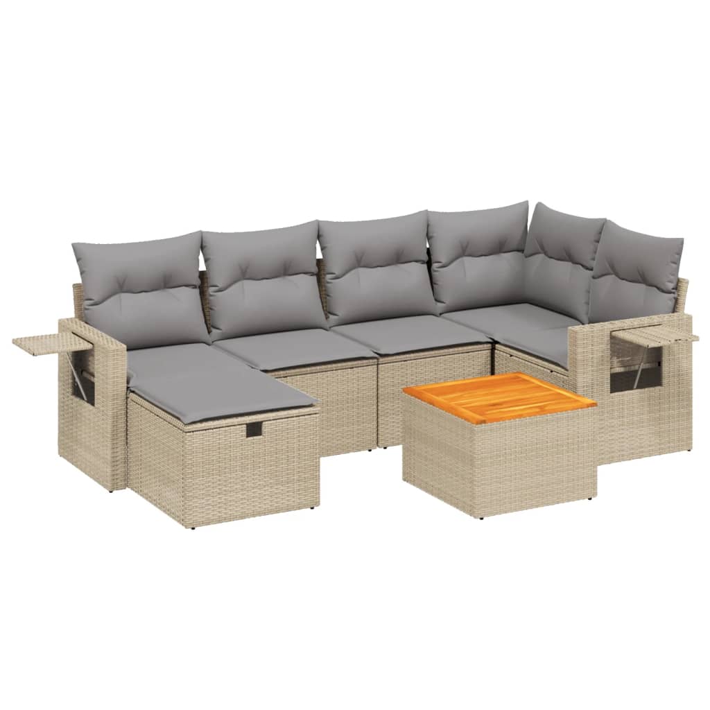 Set Divano da Giardino 7 pz con Cuscini Beige Misto Polyrattan 3264951