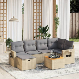 Set Divano da Giardino 7 pz con Cuscini Beige Misto Polyrattan 3264951