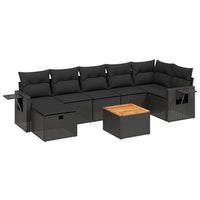 Set Divani da Giardino con Cuscini 8 pz Nero in Polyrattan