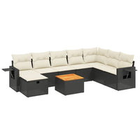 Set Divani da Giardino 9 pz con Cuscini Nero in Polyrattan 3264983