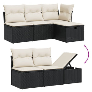 Set Divano da Giardino 6 pz con Cuscini-Sofa da Giardino-Divanetto da esterno Nero in Polyrattan 507998
