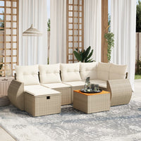 vidaXL Set Divani da Giardino 7 pz con Cuscini Beige in Polyrattan