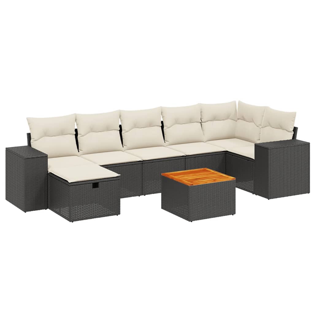 vidaXL Set Divani da Giardino con Cuscini 8 pz Nero in Polyrattan