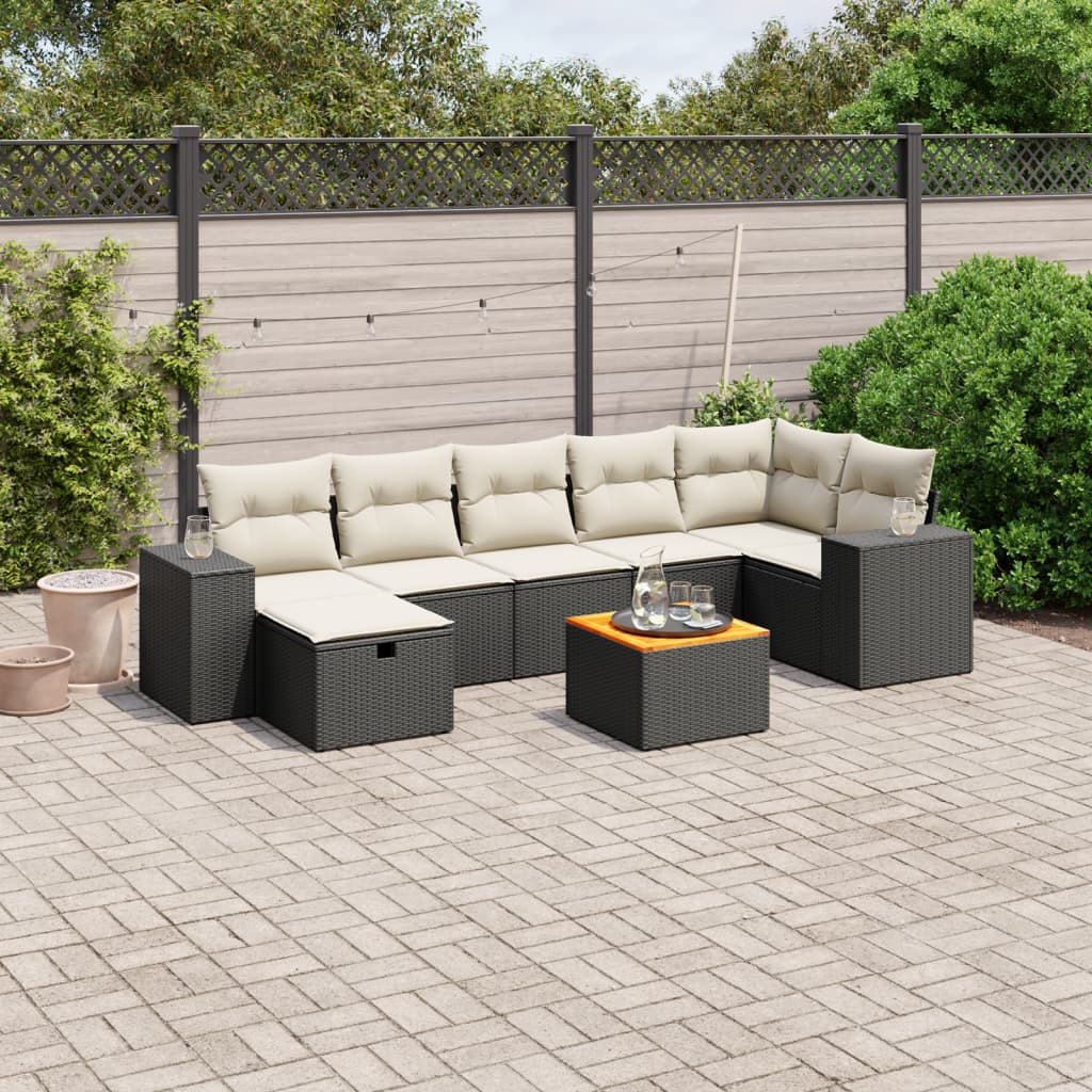 vidaXL Set Divani da Giardino con Cuscini 8 pz Nero in Polyrattan